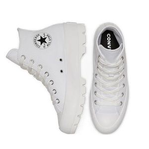 White Converse Platform Lugged High Top Shoes